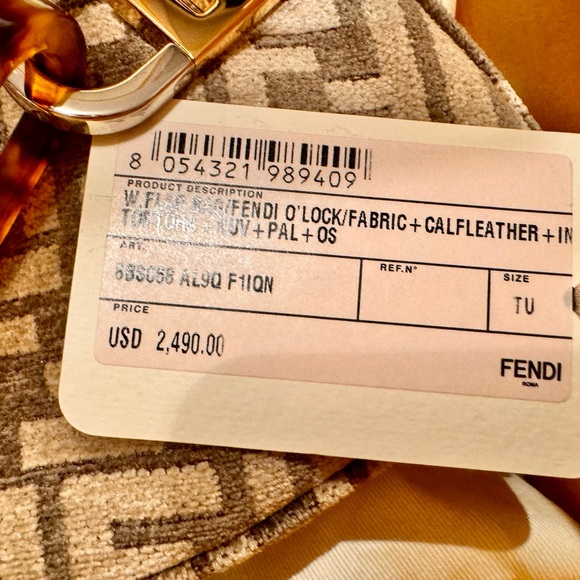 Fendi o lock fabric  and calf akin leather bag NWT - Picture 4 of 15